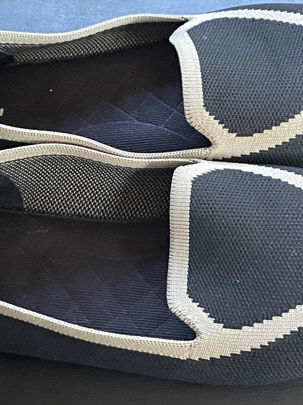 Birdies Black Pointed Knit Flats with Cream Trim Accent - Picture 6 of 6